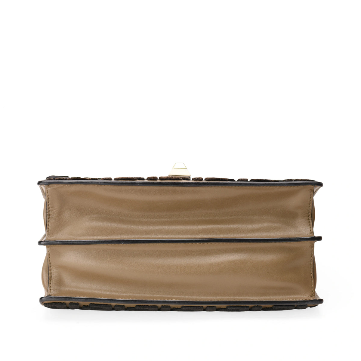 Fendi Kan I FF Zucca velvet black and beige bag. curated Pre-loved Luxury by Myluxe in Helsinki.