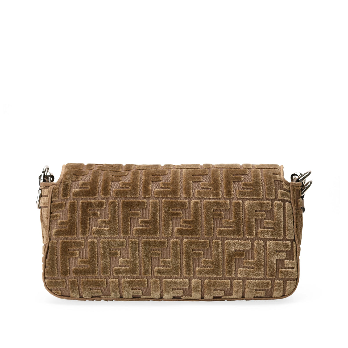 Fendi Baguette Velvet Jacquard FF Crystal Baguette Cappuccino Bag