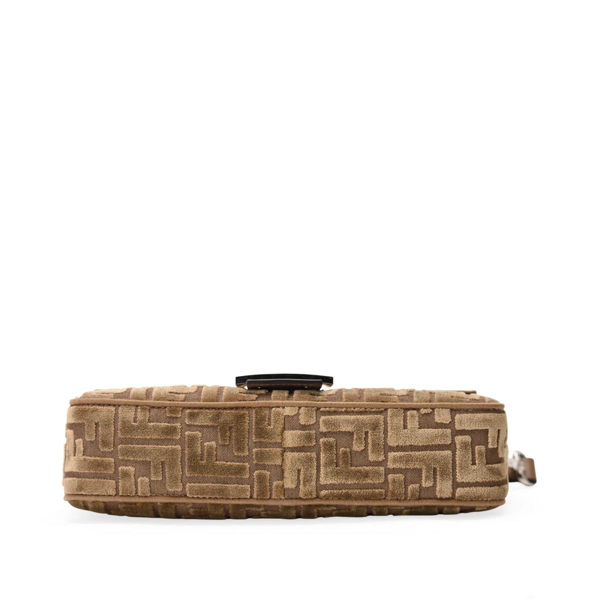 Fendi Baguette Velvet Jacquard FF Crystal Baguette Cappuccino Bag