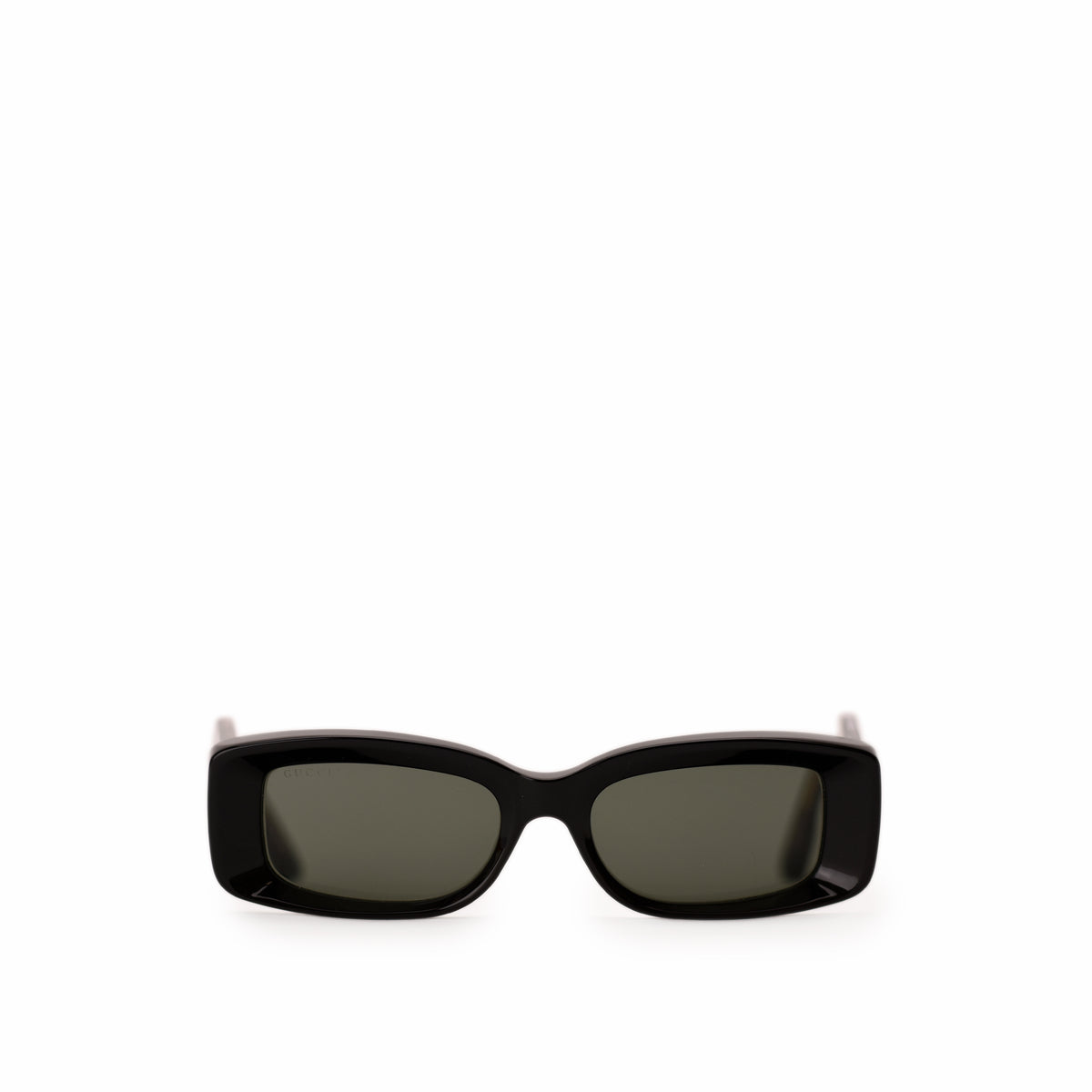 Black rectangular acetate sunglasses with dark tinted lenses. curated Pre-loved Luxury by Myluxe in Helsinki.