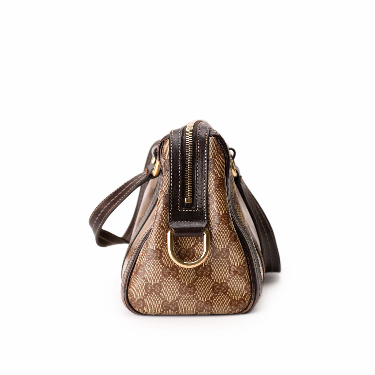 Brown Gucci GG monogram canvas handbag with gold-tone hardware, curated Pre-loved Luxury by Myluxe in Helsinki.