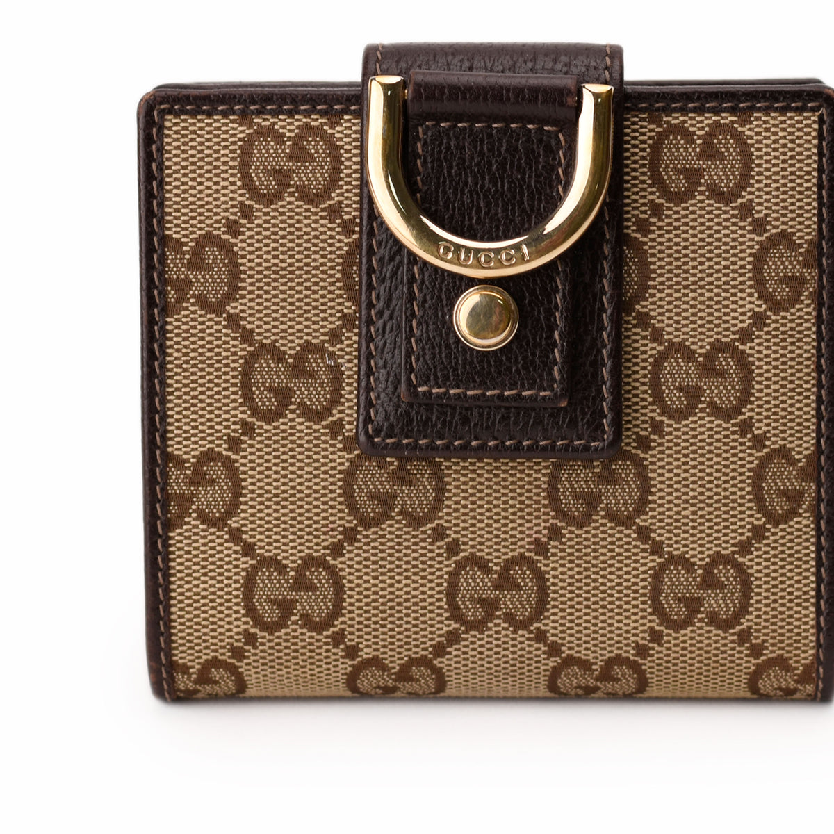 Gucci GG Supreme canvas brown wallet with gold-tone hardware. curated Pre-loved Luxury by Myluxe in Helsinki.