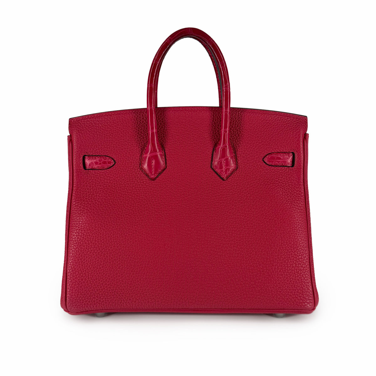 Hermès Birkin 25 bag in Framboise Touch with palladium hardware, showcasing the luxurious leather and elegant design.