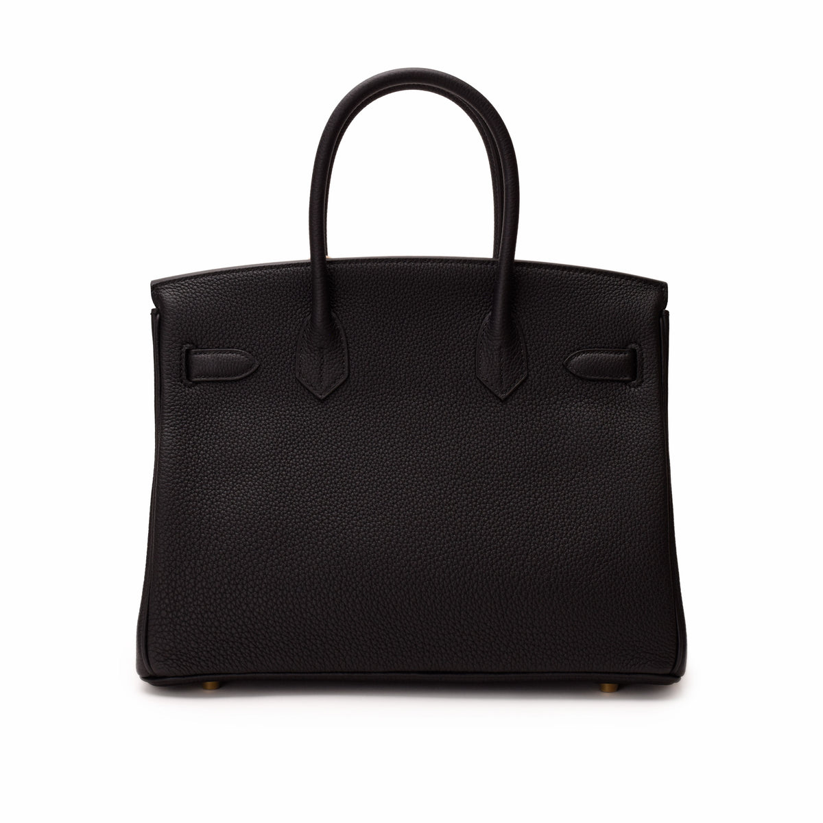 Black pebbled leather Hermès handbag with double top handles, curated Pre-loved Luxury by Myluxe in Helsinki.