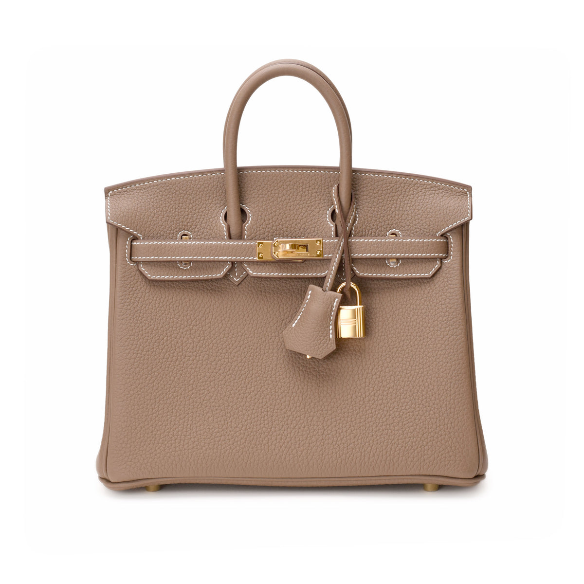 Hermès Birkin handbag in taupe Togo leather with gold hardware. curated Pre-loved Luxury by Myluxe in Helsinki.