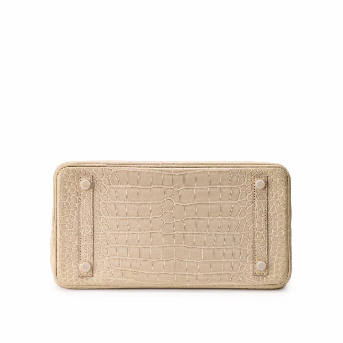 Beige crocodile-embossed leather clutch bag, curated Pre-loved Luxury by Myluxe in Helsinki.