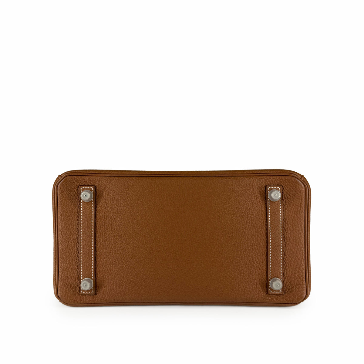 Brown pebbled leather handbag base with silver metal protective studs, curated Pre-loved Luxury by Myluxe in Helsinki.
