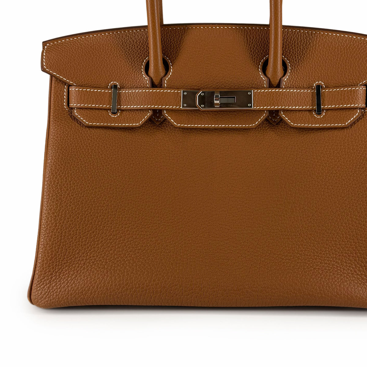 Brown Togo leather luxury handbag with silver hardware, curated Pre-loved Luxury by Myluxe in Helsinki.