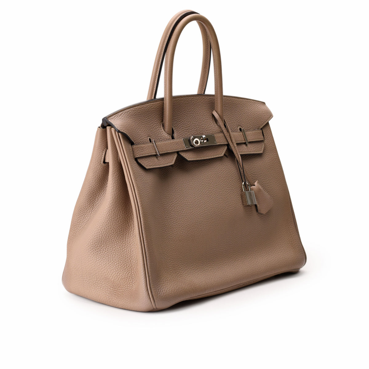 Hermès Birkin Togo leather handbag in taupe brown. curated Pre-loved Luxury by Myluxe in Helsinki.