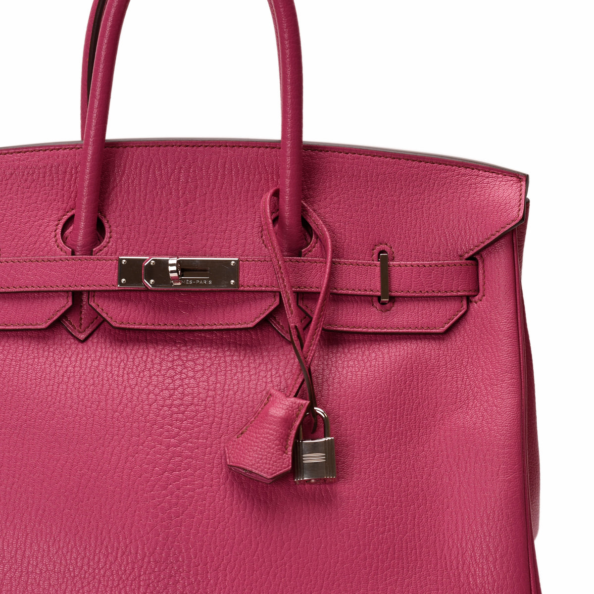 Hermès Birkin 35 Rose Pourpre Togo leather bag with PHW, showcasing its elegant design and luxurious craftsmanship.