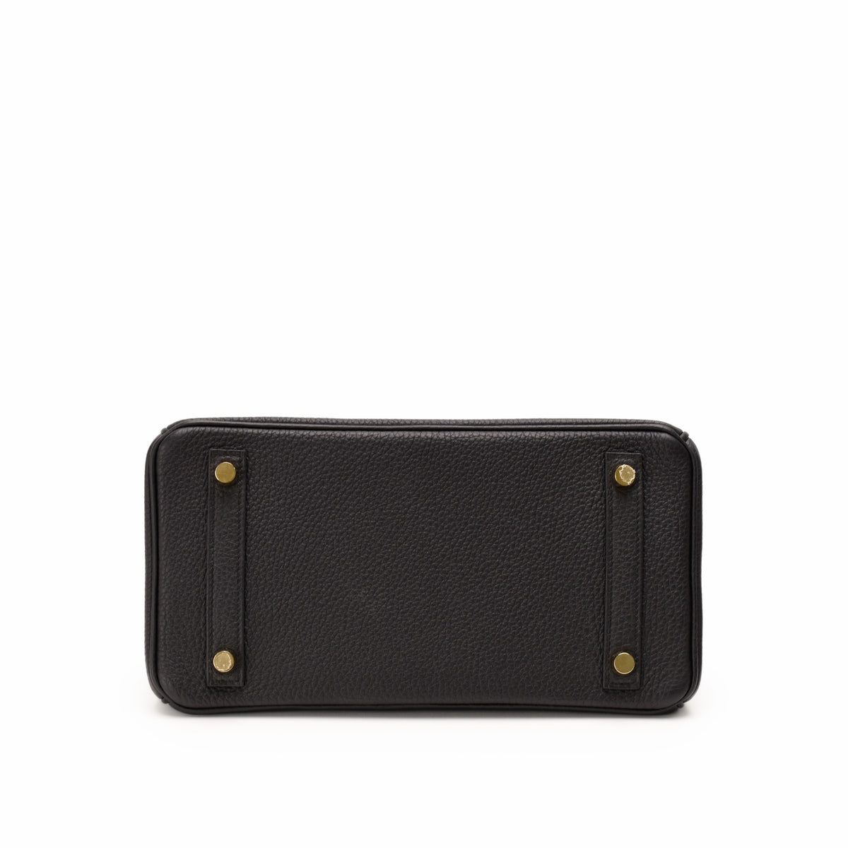 Black grained leather luxury clutch with gold-tone metal feet, curated Pre-loved Luxury by Myluxe in Helsinki.