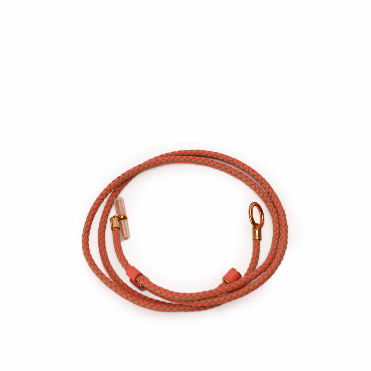 Orange braided leather strap with gold-tone hardware. curated Pre-loved Luxury by Myluxe in Helsinki.