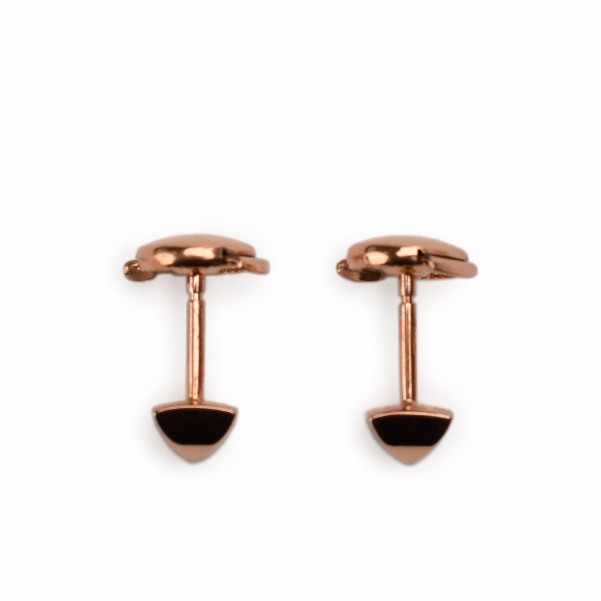 Rose gold tone metal geometric triangle cufflinks, curated Pre-loved Luxury by Myluxe in Helsinki.