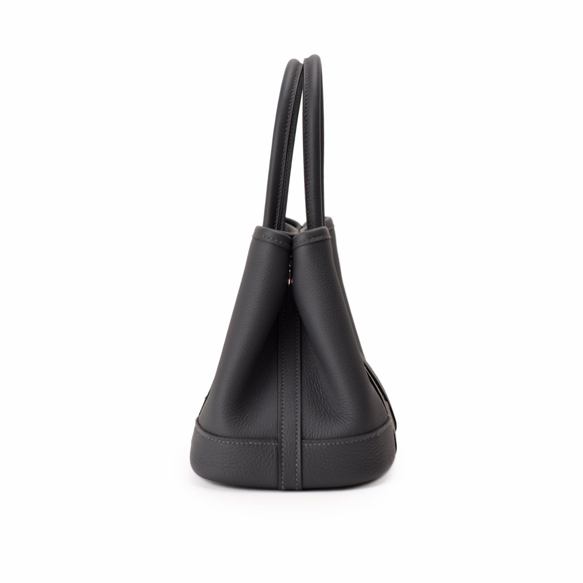 Black grained leather luxury tote bag with double top handles. curated Pre-loved Luxury by Myluxe in Helsinki.