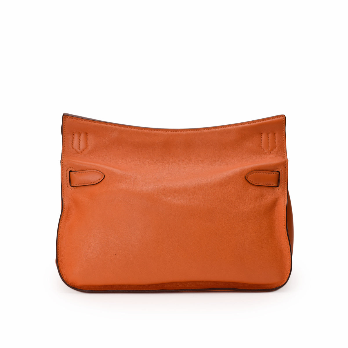 Orange leather designer handbag with flap closure, curated Pre-loved Luxury by Myluxe in Helsinki.