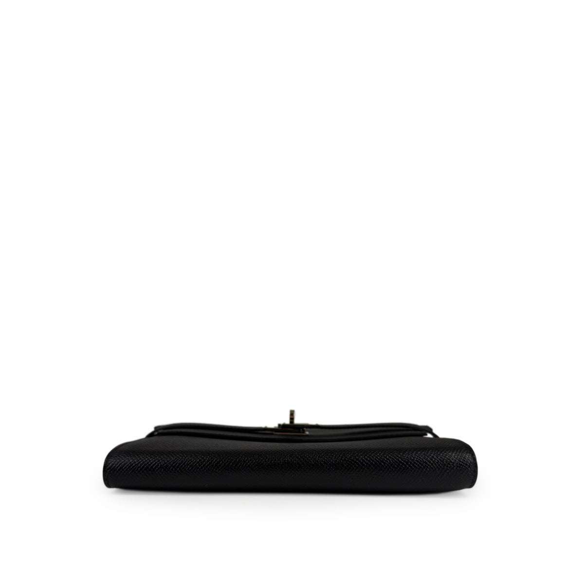 Black textured leather zippered clutch, curated Pre-loved Luxury by Myluxe in Helsinki.