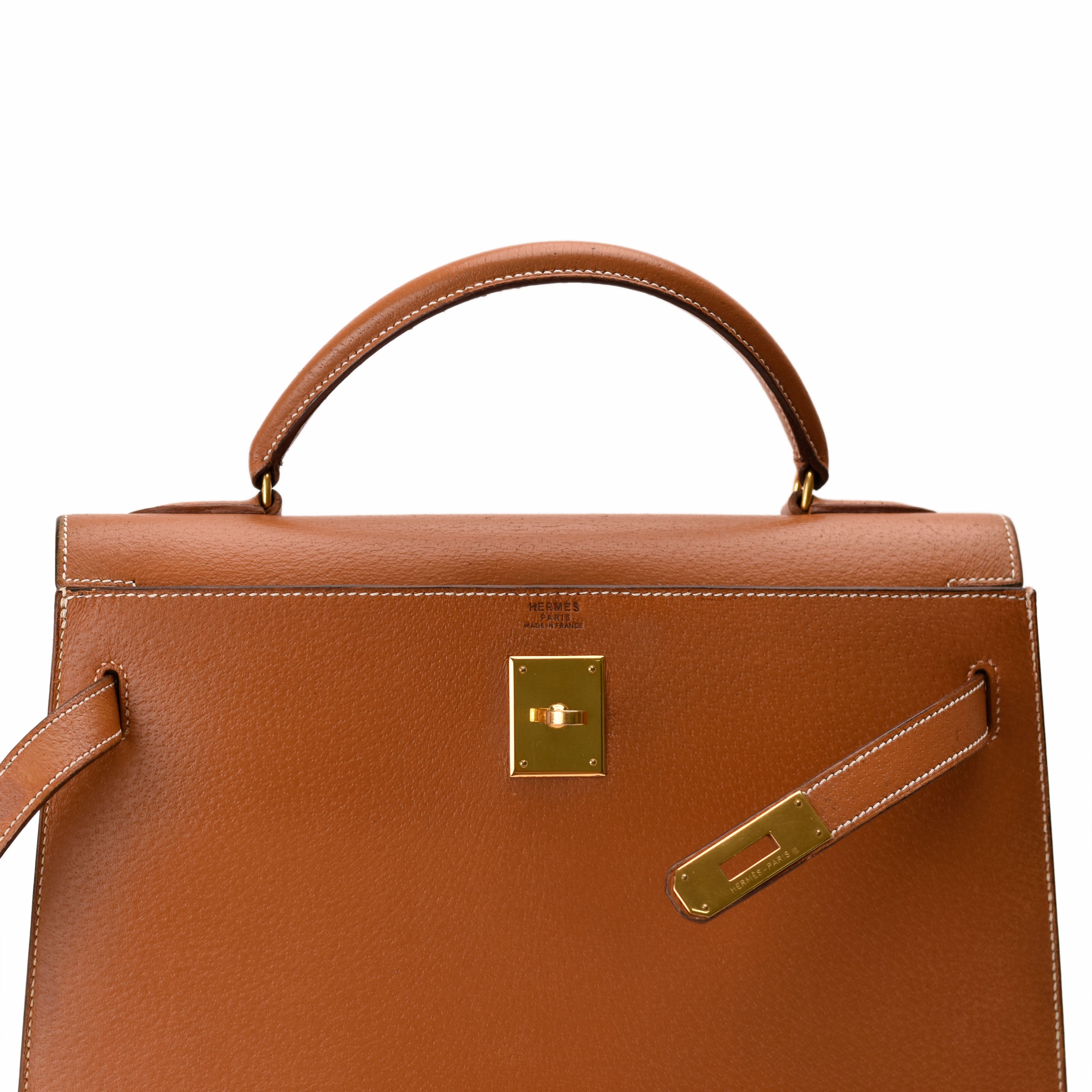 Hermès Kelly 32 Sellier Porc Vintage Gold GHW