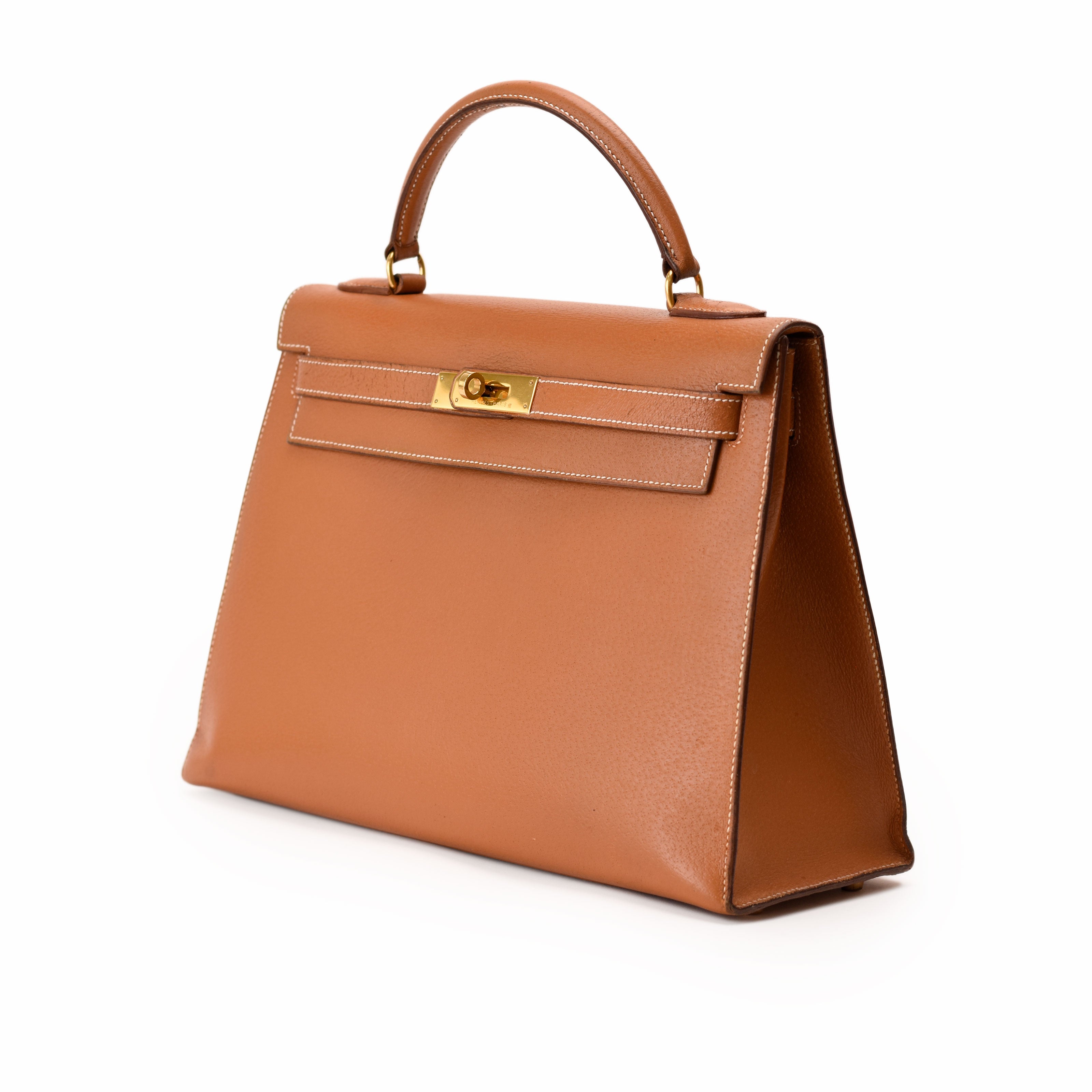 Hermès Kelly 32 Sellier Porc Vintage Gold GHW