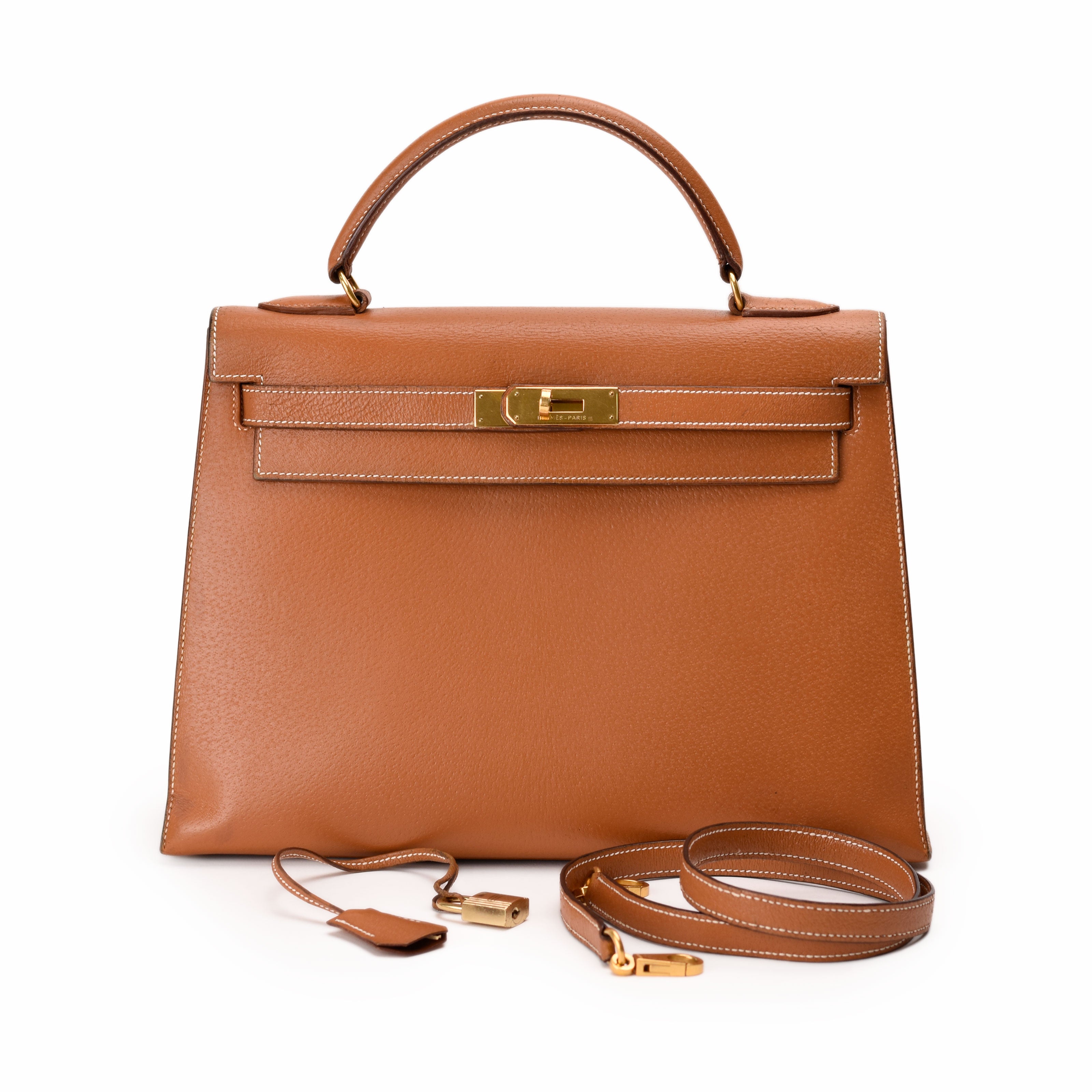 Hermès Kelly 32 Sellier Porc Vintage Gold GHW