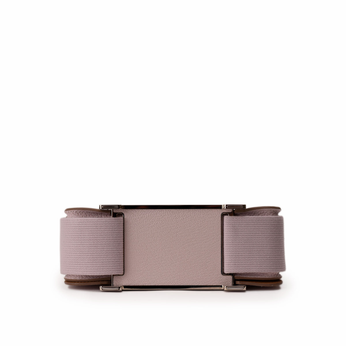 Mauve textured leather wide belt with silver metal hardware. Curated Pre-loved Luxury by Myluxe in Helsinki.