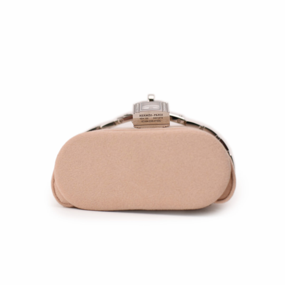 Hermès Paris stainless steel watch with beige leather strap. curated Pre-loved Luxury by Myluxe in Helsinki.
