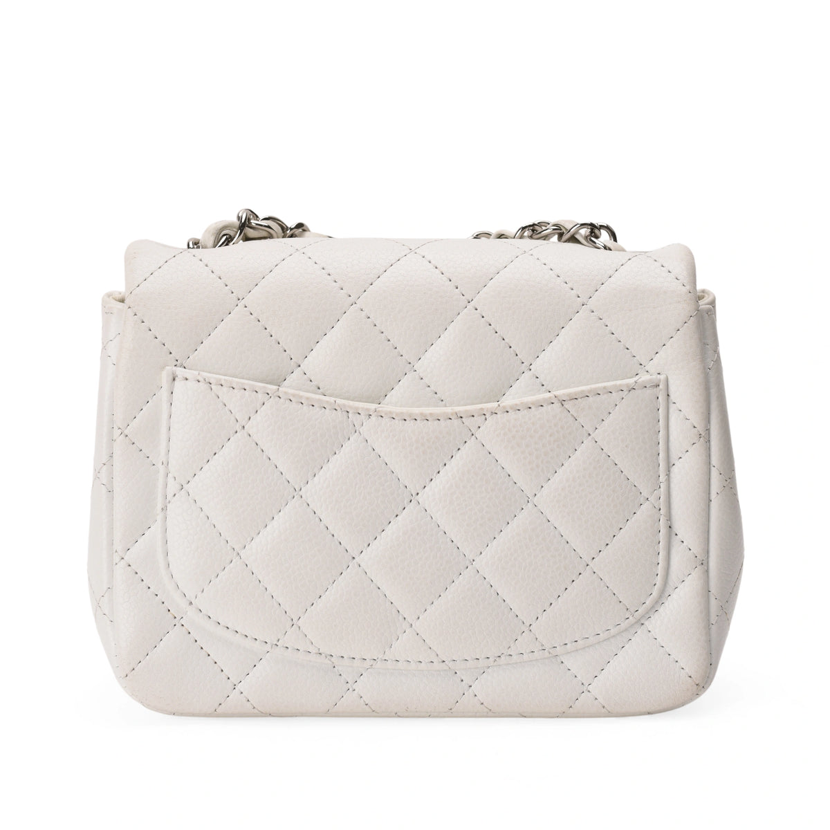 Chanel Mini Square White Caviar SHW