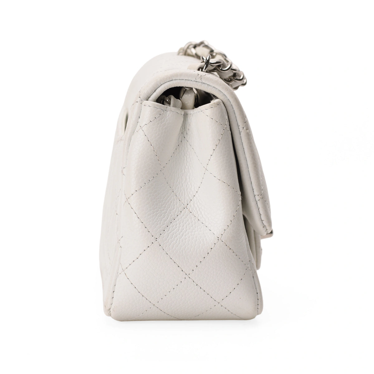 Chanel Mini Square White Caviar SHW