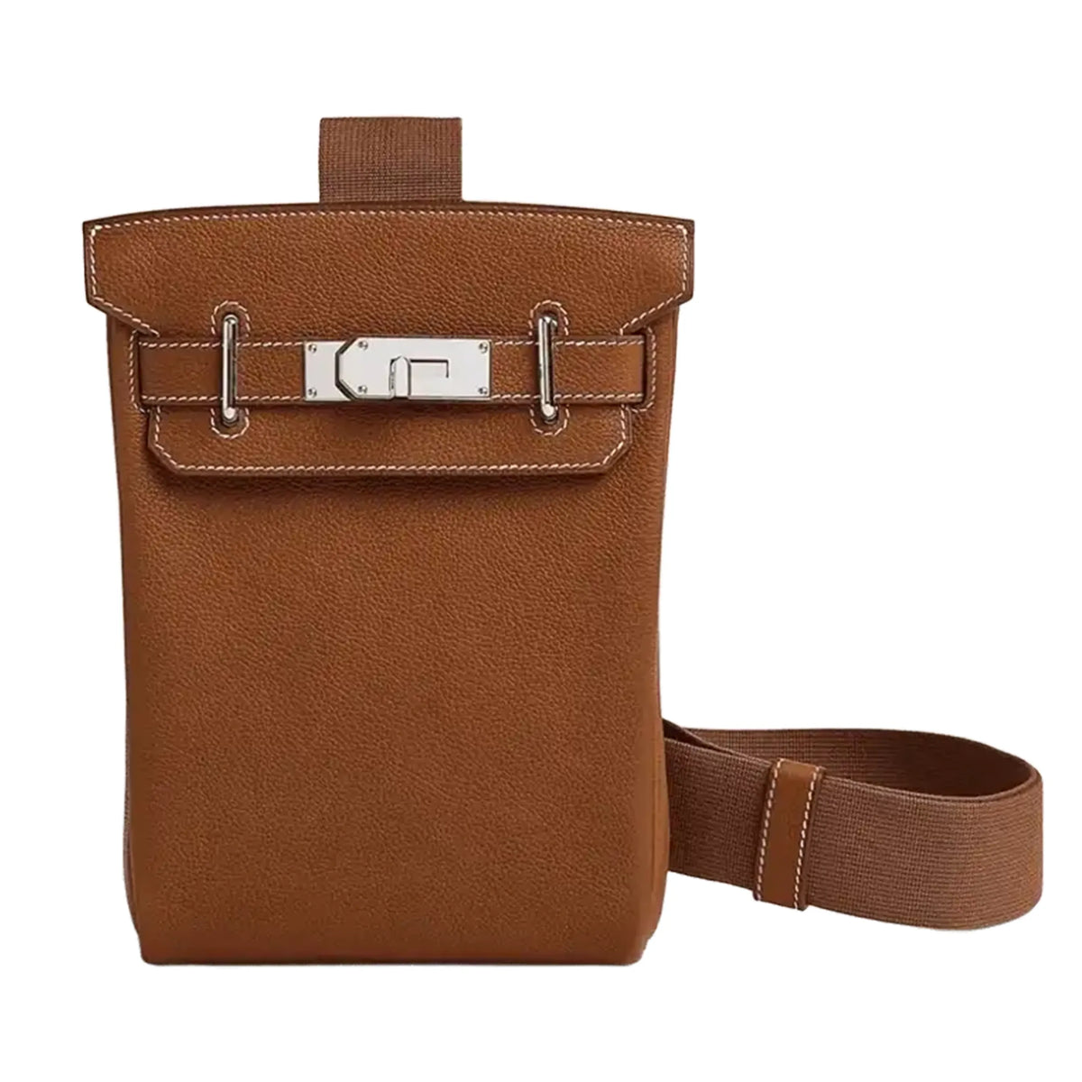 Tan pebbled leather crossbody bag with silver hardware, curated Pre-loved Luxury by Myluxe in Helsinki.