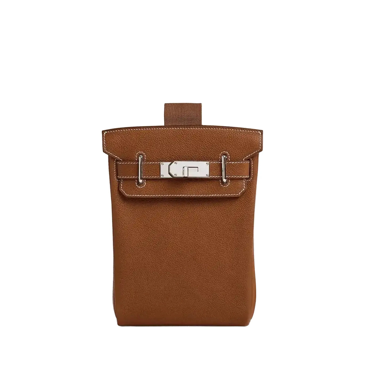 Tan pebbled leather flap bag with silver hardware, curated Pre-loved Luxury by Myluxe in Helsinki.