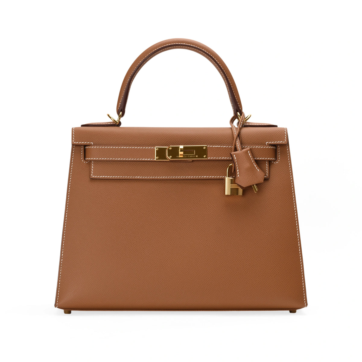 Hermès brown leather top handle handbag with gold hardware. curated Pre-loved Luxury by Myluxe in Helsinki.