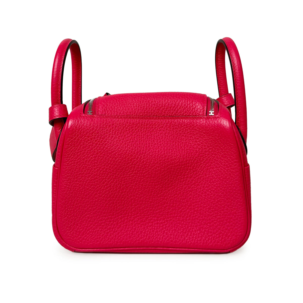 Pink pebbled leather handbag with top handles, curated Pre-loved Luxury by Myluxe in Helsinki.