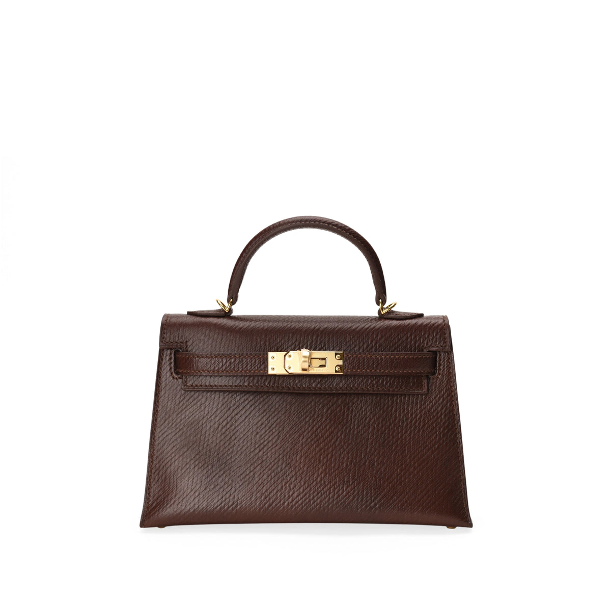 Hermès Mini Kelly Sellier handbag in brown Volynka leather with gold hardware. curated Pre-loved Luxury by Myluxe in Helsinki.