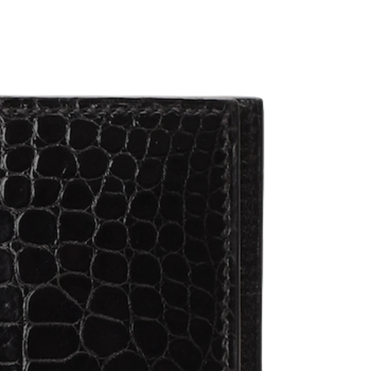 Hermès Bearn black crocodile leather wallet with gold hardware. curated Pre-loved Luxury by Myluxe in Helsinki.