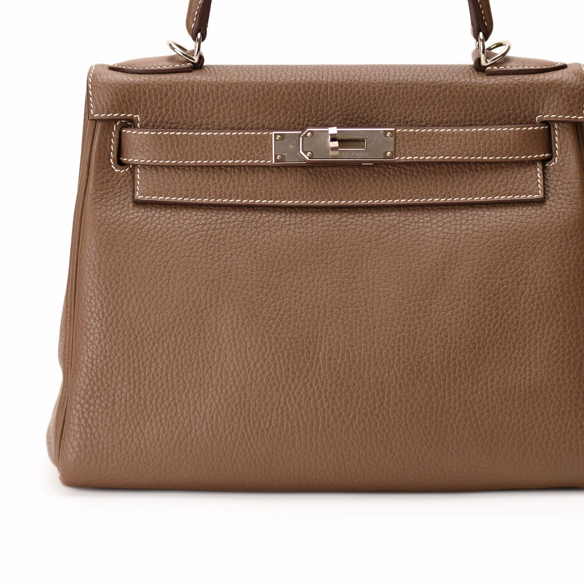 Hermès brown Togo leather handbag with silver hardware. curated Pre-loved Luxury by Myluxe in Helsinki.
