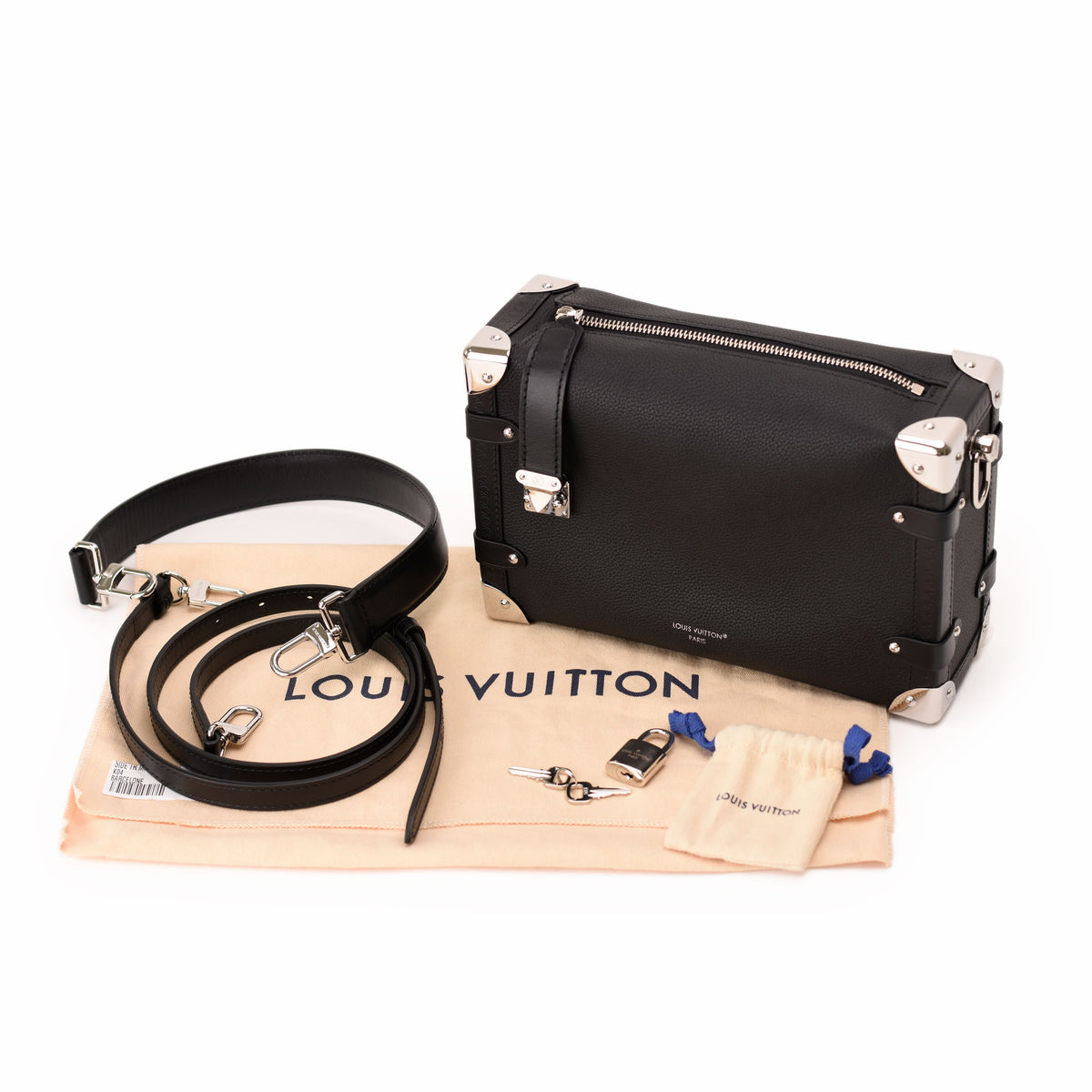 Black Louis Vuitton leather crossbody bag with silver hardware. curated Pre-loved Luxury by Myluxe in Helsinki.