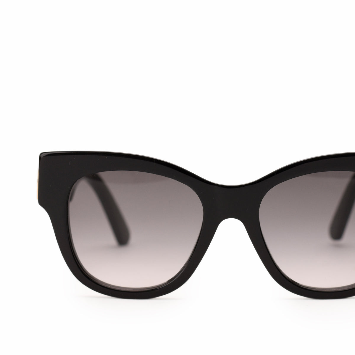 Black acetate cat-eye sunglasses with gradient grey lenses, curated Pre-loved Luxury by Myluxe in Helsinki.