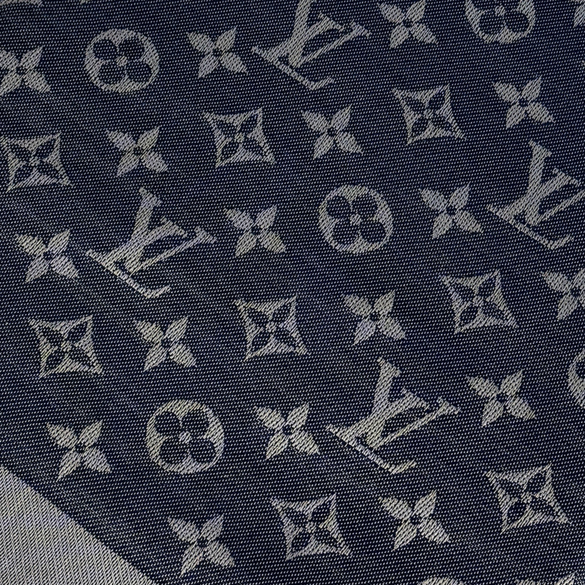 Navy blue Louis Vuitton monogram patterned canvas fabric, curated Pre-loved Luxury by Myluxe in Helsinki.