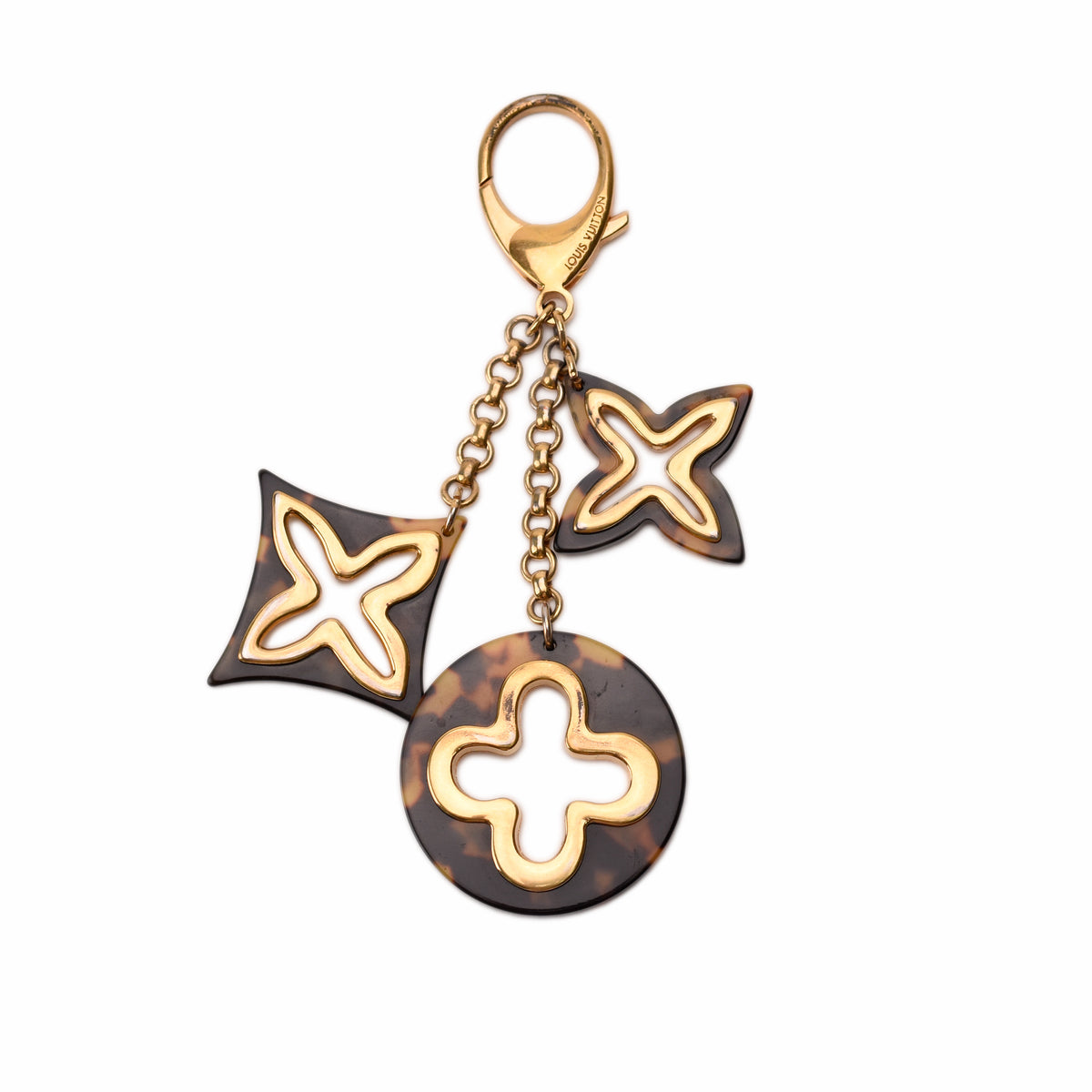 Louis Vuitton tortoise shell and gold-tone charm keychain, curated Pre-loved Luxury by Myluxe in Helsinki.