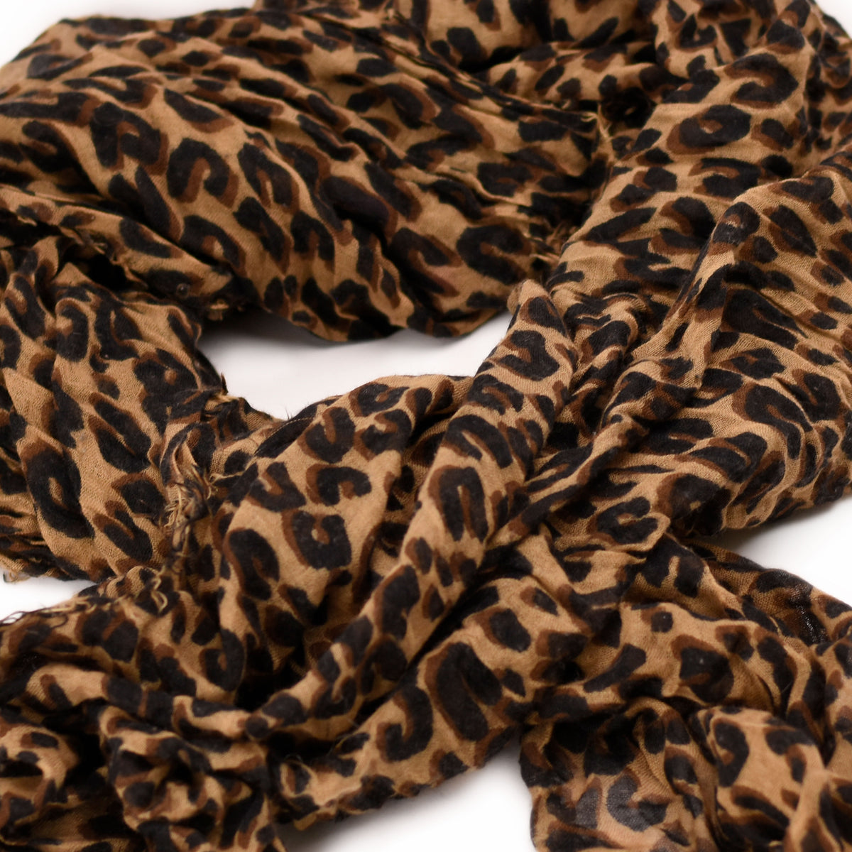 Brown and black leopard print lightweight fabric scarf, curated Pre-loved Luxury by Myluxe in Helsinki.