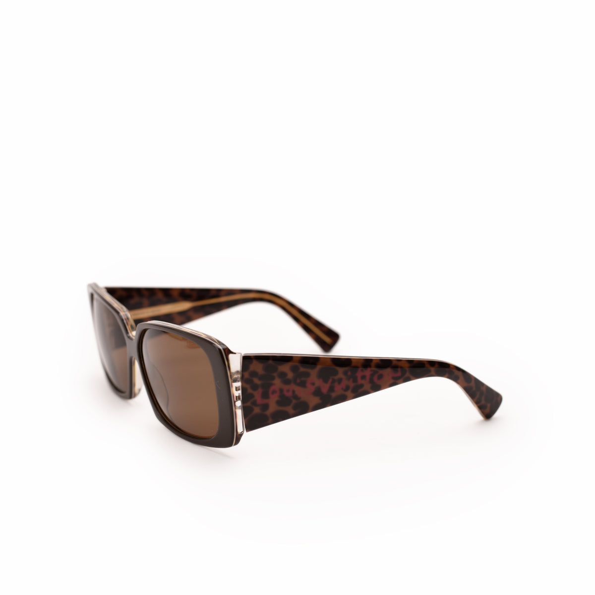 Brown leopard print acetate square sunglasses, curated Pre-loved Luxury by Myluxe in Helsinki.