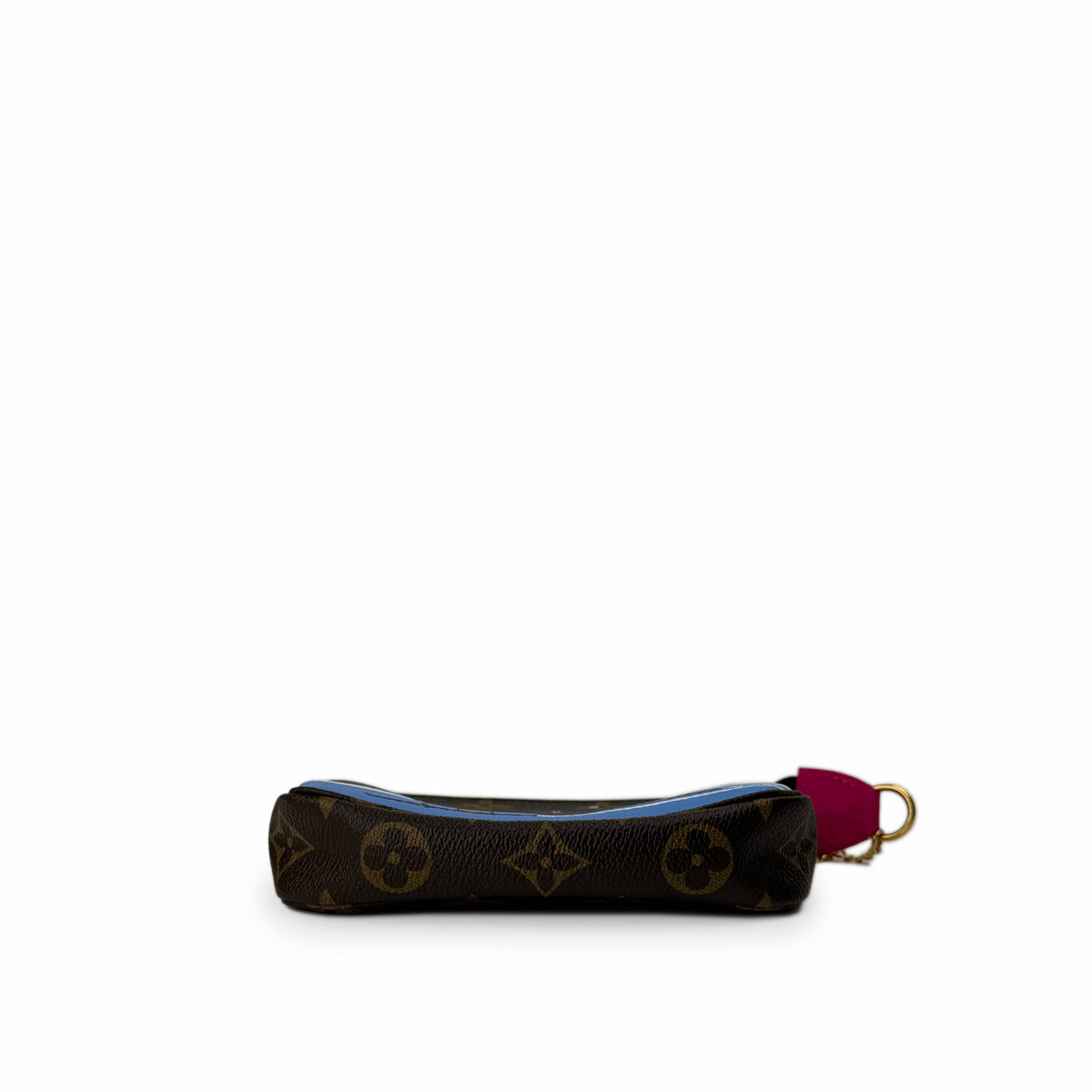 Louis Vuitton monogram canvas coin purse in brown with blue lining, curated Pre-loved Luxury by Myluxe in Helsinki.