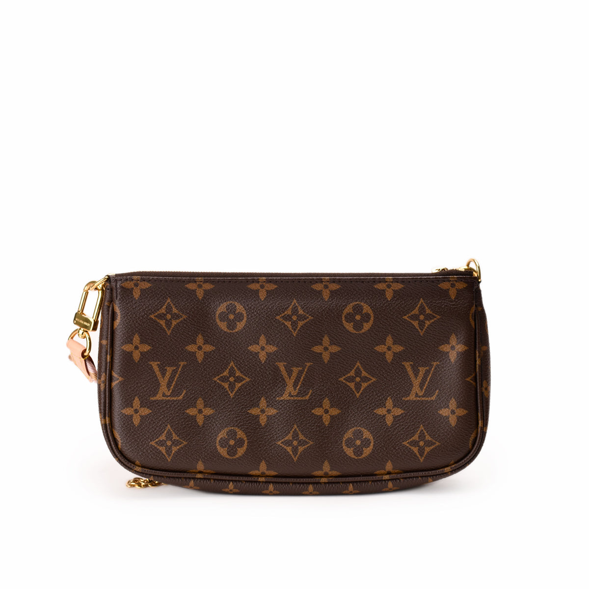 Louis Vuitton monogram brown coated canvas pouch with gold-tone hardware. curated Pre-loved Luxury by Myluxe in Helsinki.