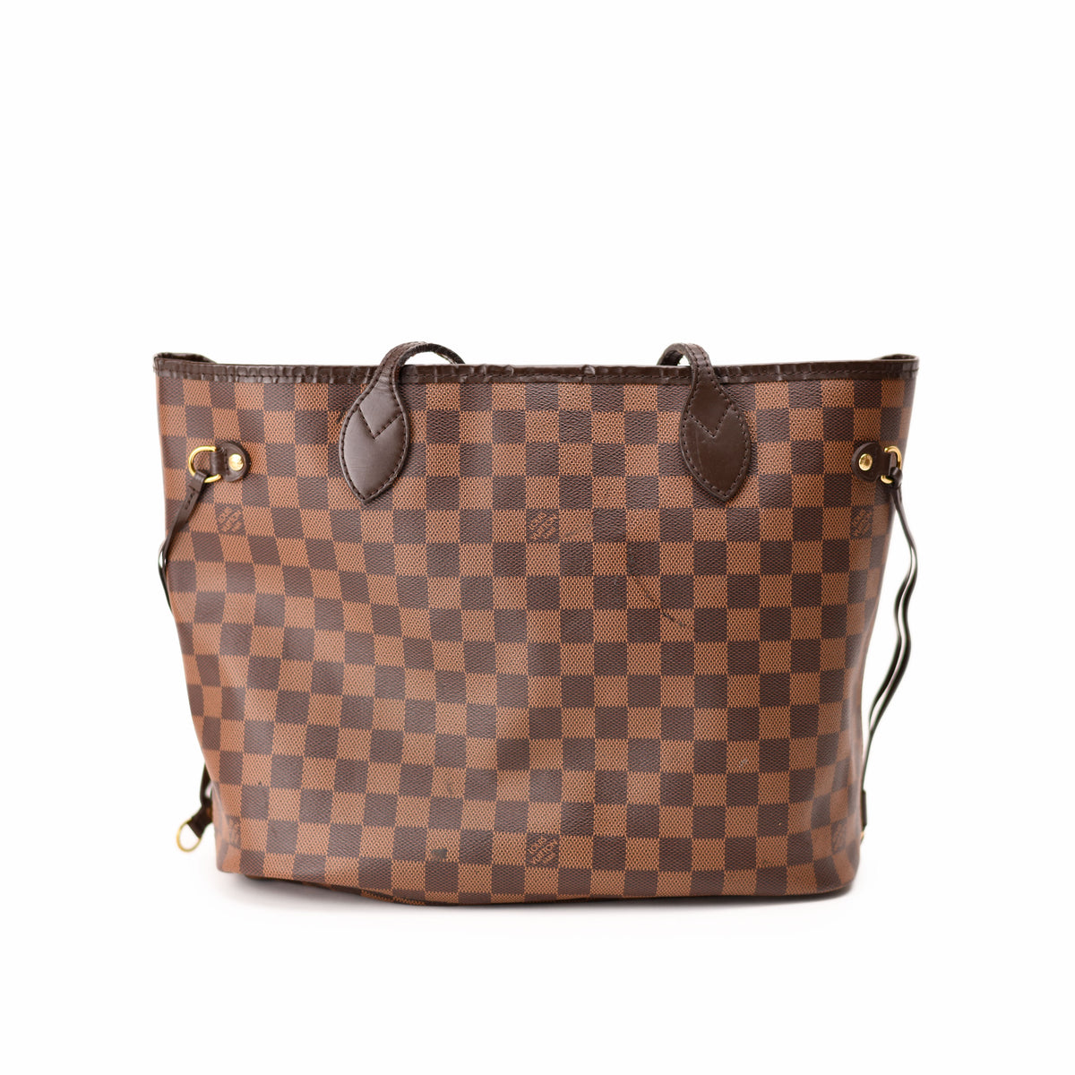 Louis Vuitton Damier Ebene canvas tote bag in brown checkered pattern. curated Pre-loved Luxury by Myluxe in Helsinki.