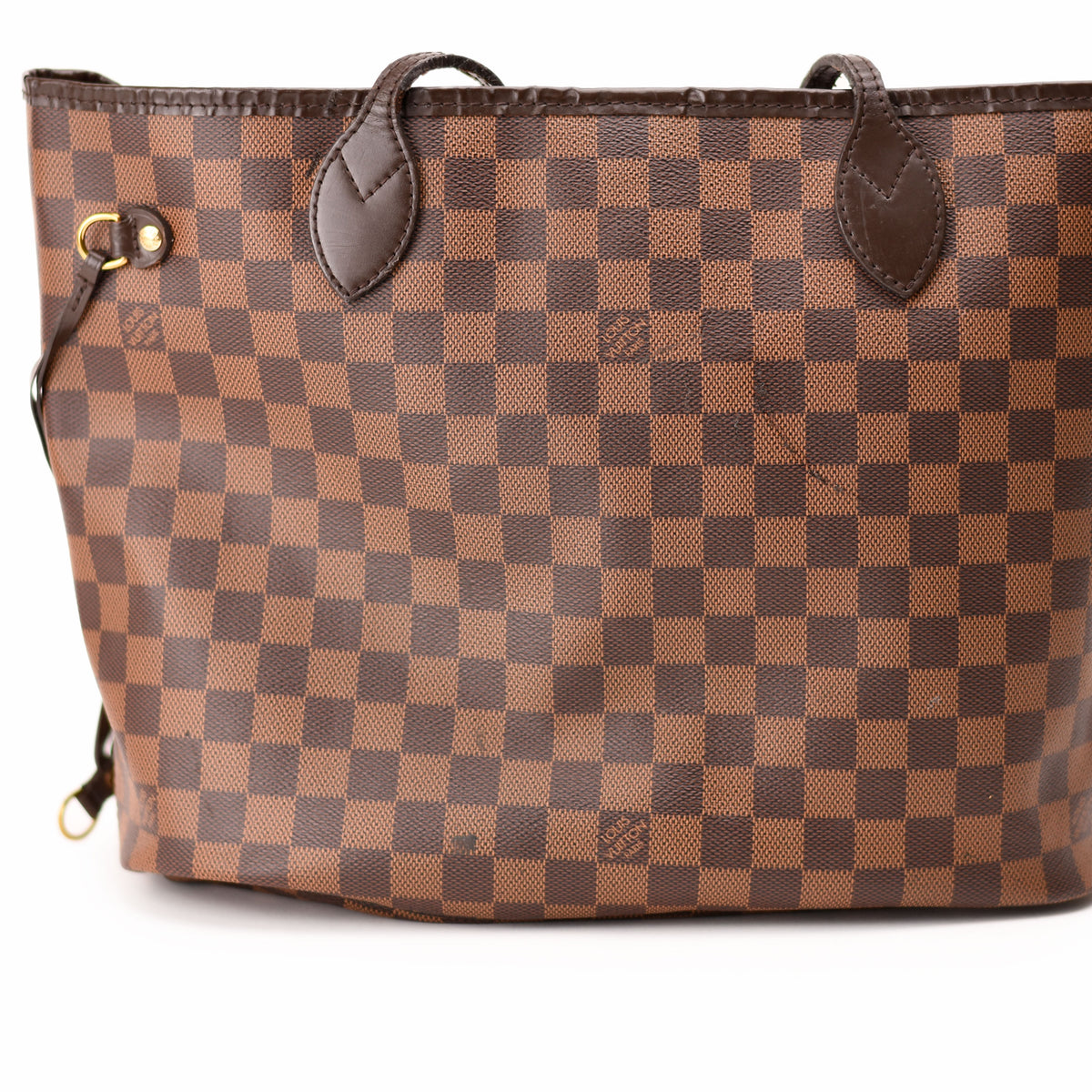 Louis Vuitton Damier Ebene canvas tote bag in brown checkered pattern. curated Pre-loved Luxury by Myluxe in Helsinki.