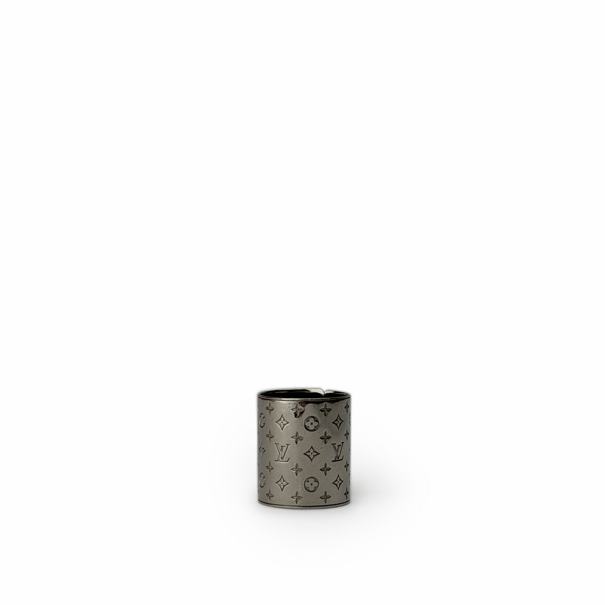 Louis Vuitton monogram print silver-tone metal ring, curated Pre-loved Luxury by Myluxe in Helsinki.