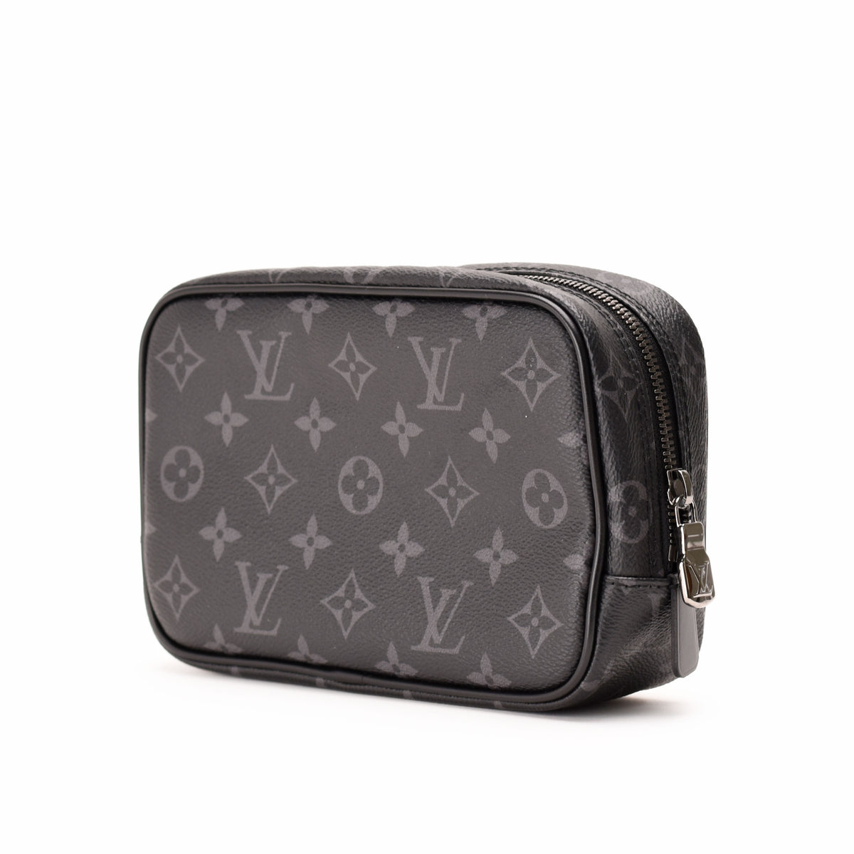 Louis Vuitton Monogram Eclipse black leather pouch, curated Pre-loved Luxury by Myluxe in Helsinki.