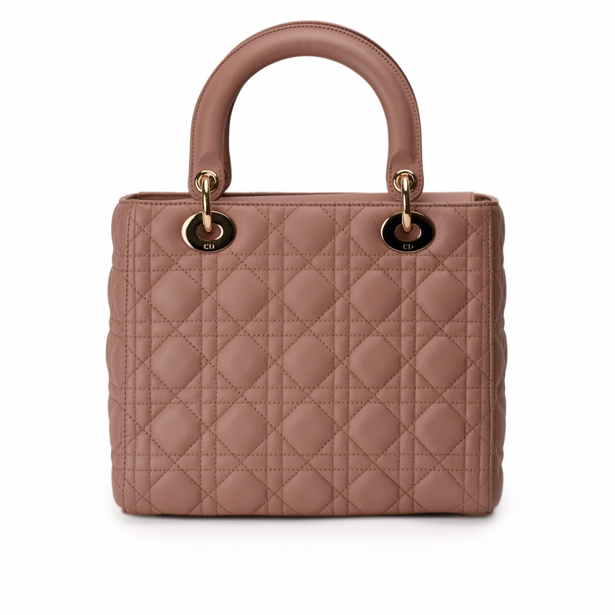 Dusty rose quilted leather Christian Dior Lady Dior handbag. curated Pre-loved Luxury by Myluxe in Helsinki.