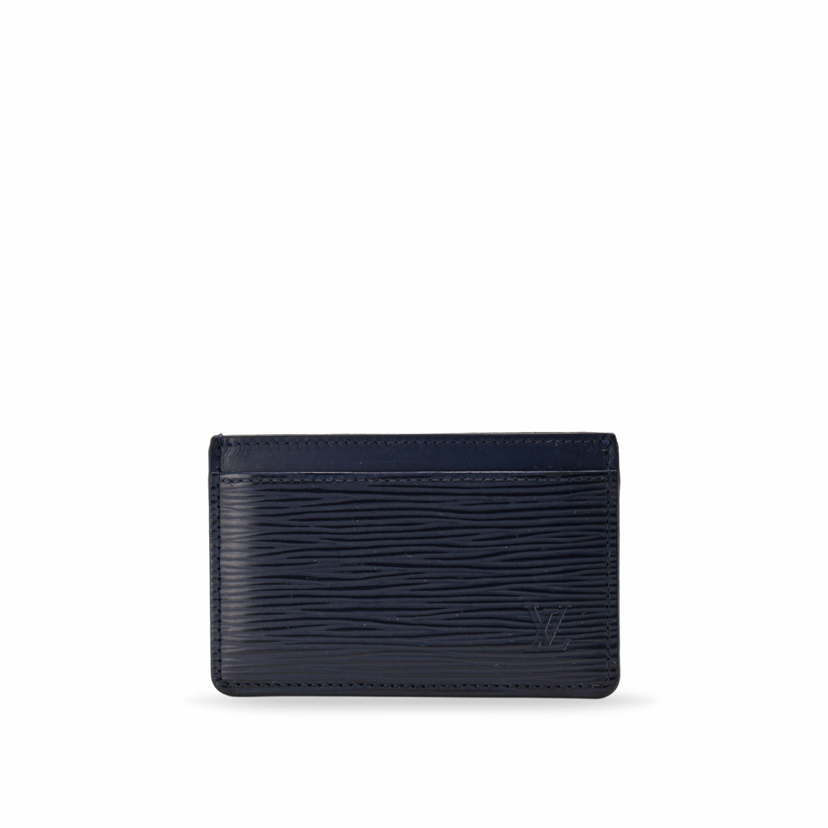 Black textured leather Louis Vuitton card holder, curated Pre-loved Luxury by Myluxe in Helsinki.
