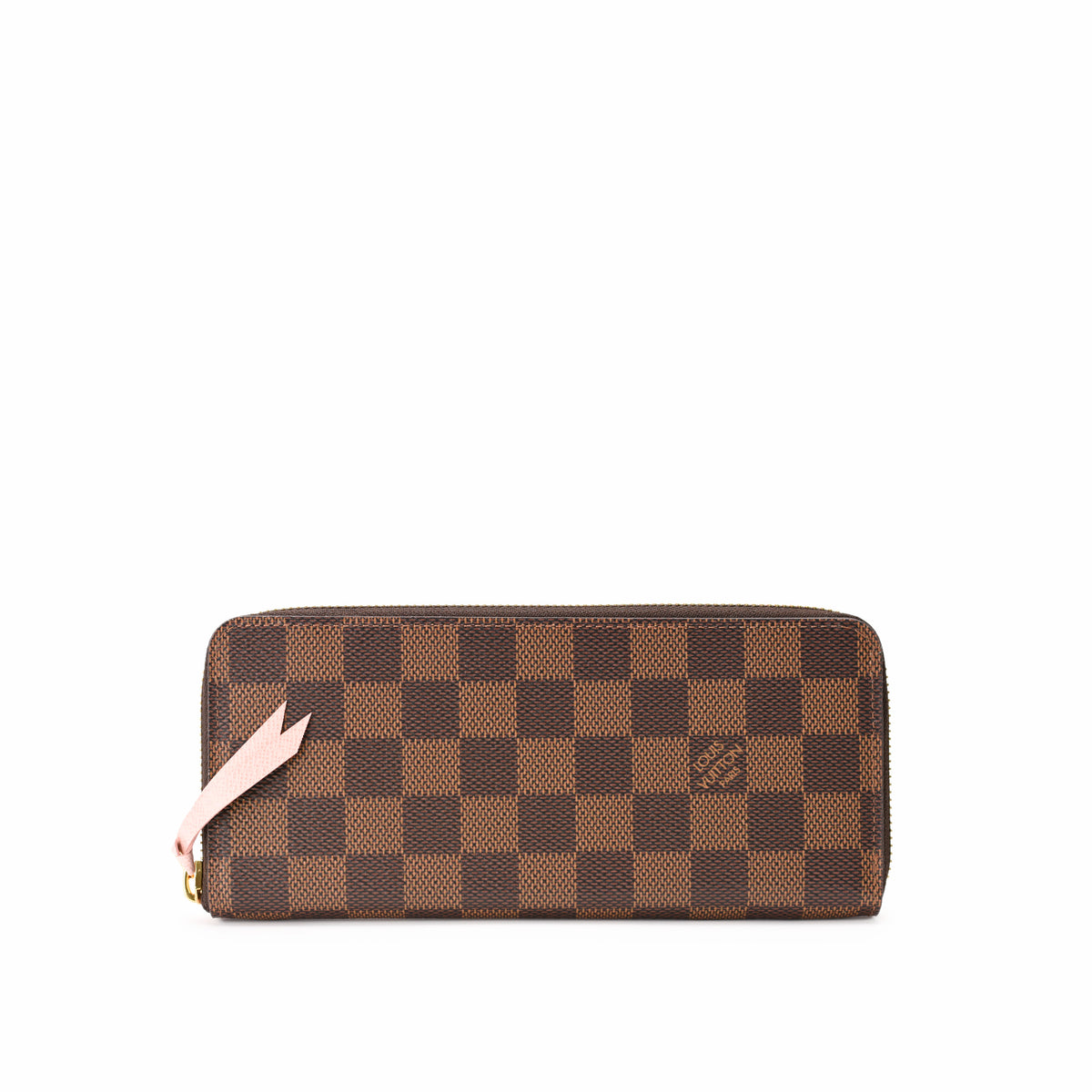 Louis Vuitton Damier Ebene checkered canvas zip-around wallet in brown, curated Pre-loved Luxury by Myluxe in Helsinki.