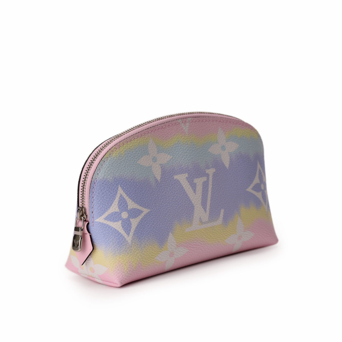 Louis Vuitton pastel gradient monogram leather pouch in pink, blue and yellow. curated Pre-loved Luxury by Myluxe in Helsinki.